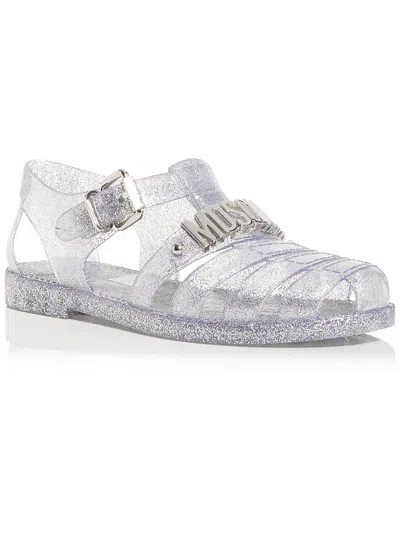 Shop Moschino Womens Glitter Metallic Jelly Sandals In White