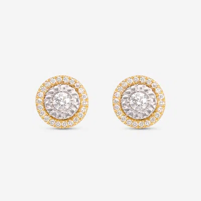 Shop Roberto Coin Siena 18k Yellow & White Gold Diamond Dot Stud Earrings 111479ajerx0 In Silver