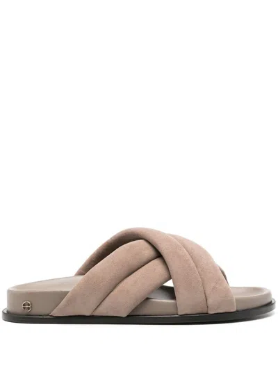 Shop Anine Bing Lizzie Slides - Taupe Shoes In Brown