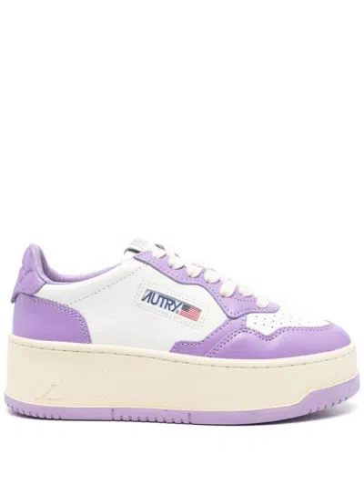Shop Autry Platform Low Leather Sneakers In Purple