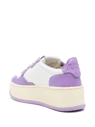 Shop Autry Platform Low Leather Sneakers In Purple