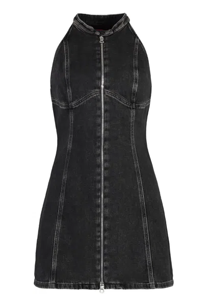 Shop Diesel De-lulu-short Denim Dress In Black