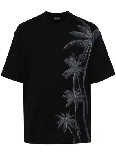 Shop Emporio Armani Logo Cotton T-shirt In Black
