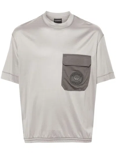 Shop Emporio Armani Pocket-detail T-shirt In Grey