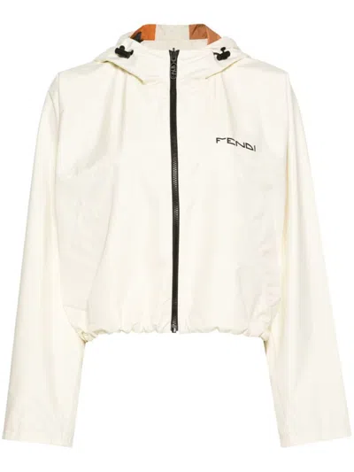 Shop Fendi Nylon Reversible Jacket In Beige