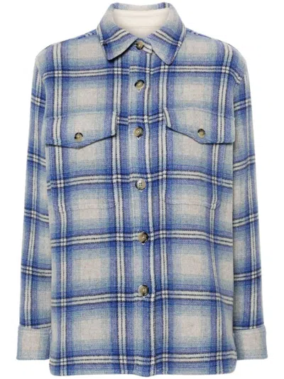 Shop Isabel Marant Faxona Checked Wool Coat In Blue