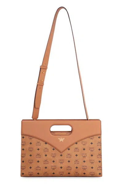 Shop Mcm Diamond Visetos Tote In Saddle Brown