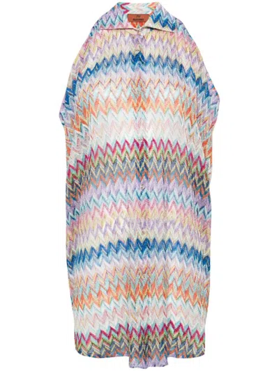 Shop Missoni Zigzag Pattern Oversized Shirt In Multicolour
