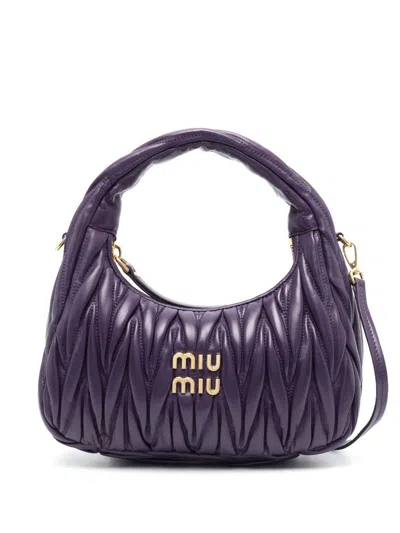 Shop Miu Miu Mini Wander Matelassé Shoulder Bag In Viola