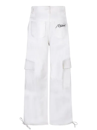 Shop Moschino Trousers In White