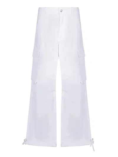 Shop Moschino Trousers In White
