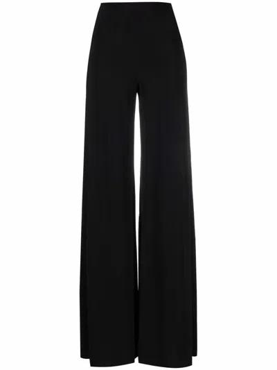 Norma Kamali High-rise Satin Wide-leg Pants In Black