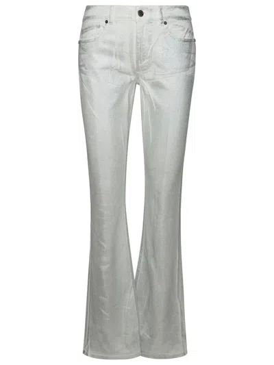 Shop P.a.r.o.s.h . 'ciliegio' Silver Cotton Blend Jeans