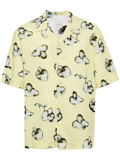 Shop Paul Smith Printed Regular Fit Shirt In Yellow