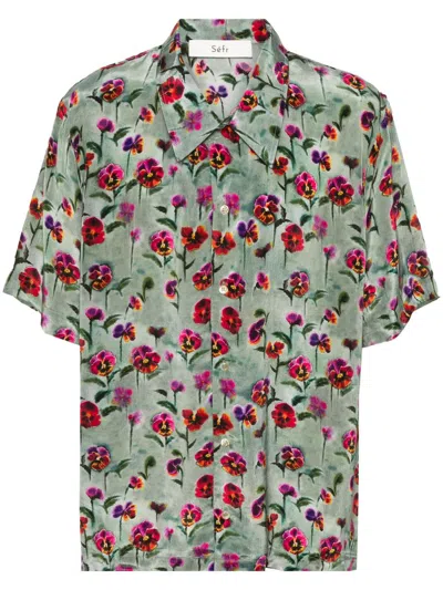 Shop Séfr Noam Shirt Clothing In Blurred Flowers