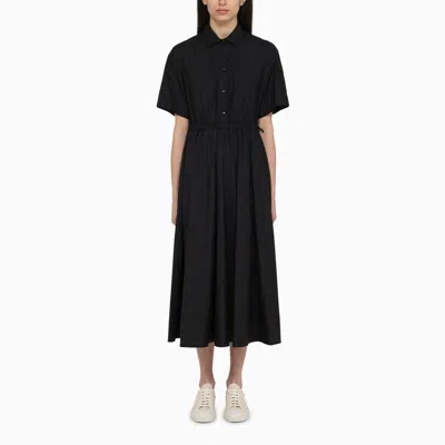 Shop Moncler Nylon Midi Chemisier Dress In Black
