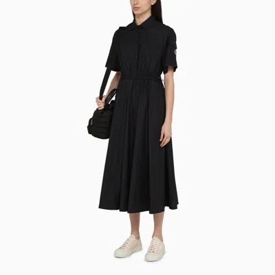 Shop Moncler Nylon Midi Chemisier Dress In Black