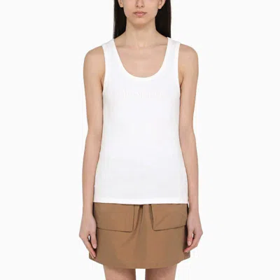 Shop Moncler Tank Top With Logo In White