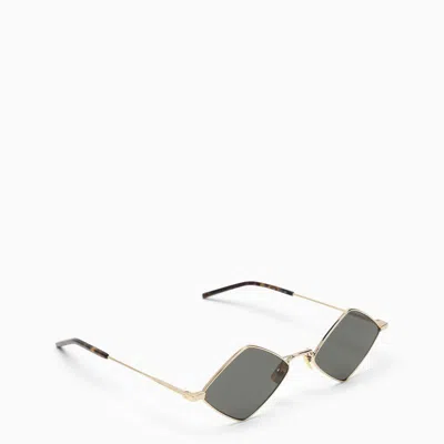 Shop Saint Laurent Diamond Gold Sunglasses In Metal