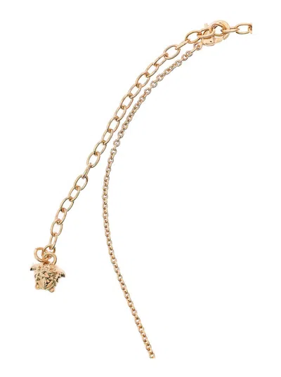 Shop Versace Star Pendant Chain Necklace In Brass Woman In Grey