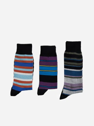 Shop Paul Smith Cotton-blend Socks 3-pack In Multicolor
