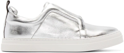 Pierre Hardy Silver Leather Slip-on Trainers