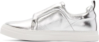 Shop Pierre Hardy Silver Leather Slip-on Trainers