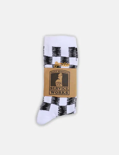 Shop Service Works Checker Socks In Black
