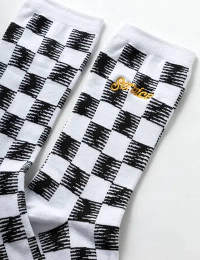 Shop Service Works Checker Socks In Black