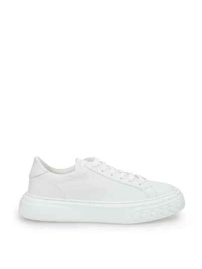 Shop Casadei Elevated White Nappa Leather Off-road Sneakers