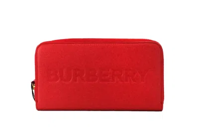 Shop Burberry Elmore Red Embossed Logo Leather Continental Clutch Wallet