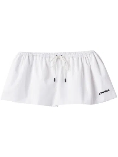 Shop Miu Miu Flared Poplin Miniskirt In Bianco