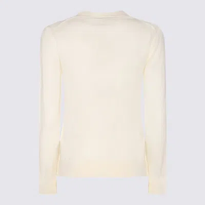 Shop Tory Burch White Wool-silk Blend Top In New Ivory