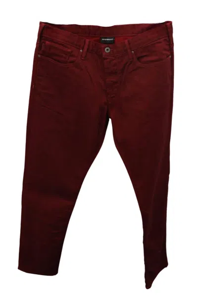 Shop Emporio Armani Slim Straight Leg Jeans In Red