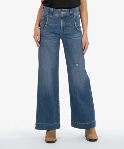 Shop Kut From The Kloth Meg High Rise Wide Leg Jeans In Dark Stone Base Wash In Multi