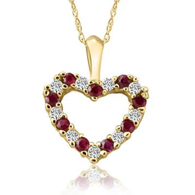 Pompeii3 1/2ct Ruby & Diamond Heart Pendant In White, Yellow, Or Rose Gold In Multi