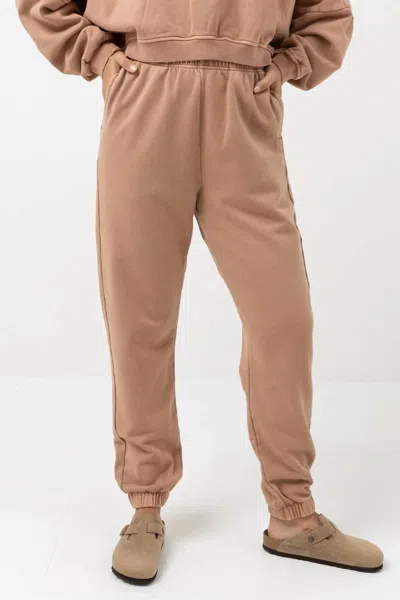 Shop Rhythm Stacked Track Pant In Caramel In Brown