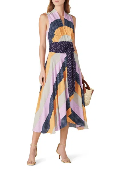 Shop Nicole Miller Pastel Stripe Midi Dress In Multicolored