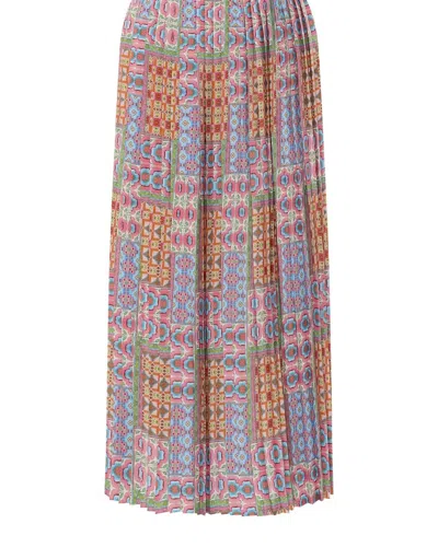 Shop Carolina K Pleated Skirt In Tiles Rose In Multi