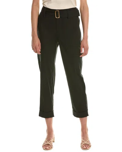 Shop Vince Belted Linen-blend Pant In Black
