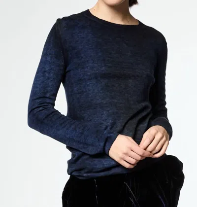 Shop Avant Toi Light Cashmere Wool Round Neck Pullover In Midnight In Multi
