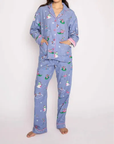 Shop Pj Salvage Flannel Pajama Set In Peri In Multi