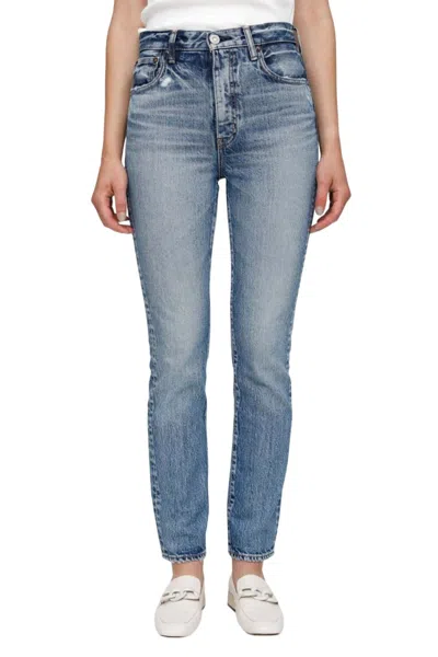 Shop Moussy Lombard Slim Straight Jean In Blue