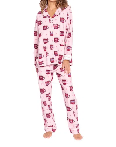 Shop Pj Salvage Flannel Coffee Pajama Set In Pink Mist In Multi