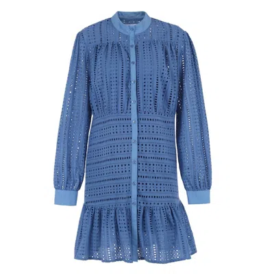 Shop The Shirt The Maria Mini Dress In Blue Eyelet In Multi