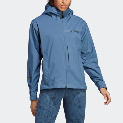 Shop Adidas Originals Women's Adidas Terrex Multi Rain. Rdy 2.5-layer Rain Jacket In Blue