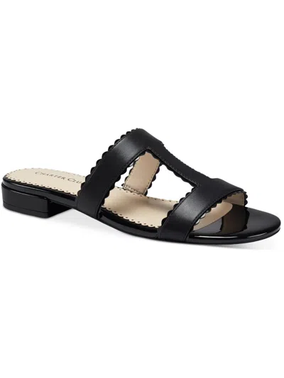 Shop Charter Club Lulia Womens Faux Leather Round Toe Slide Sandals In Black