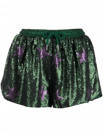 Shop Cynthia Rowley Sequin Running Short In Green/lavender In Multi