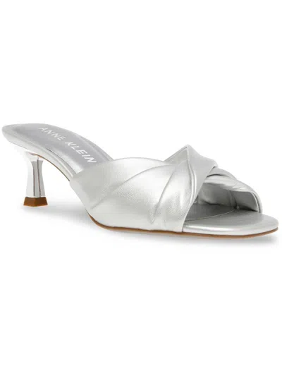Shop Anne Klein Laila Womens Faux Leather Slip On Heels In Silver