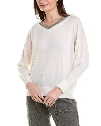 Shop Brunello Cucinelli Cashmere & Silk-blend Sweater In White